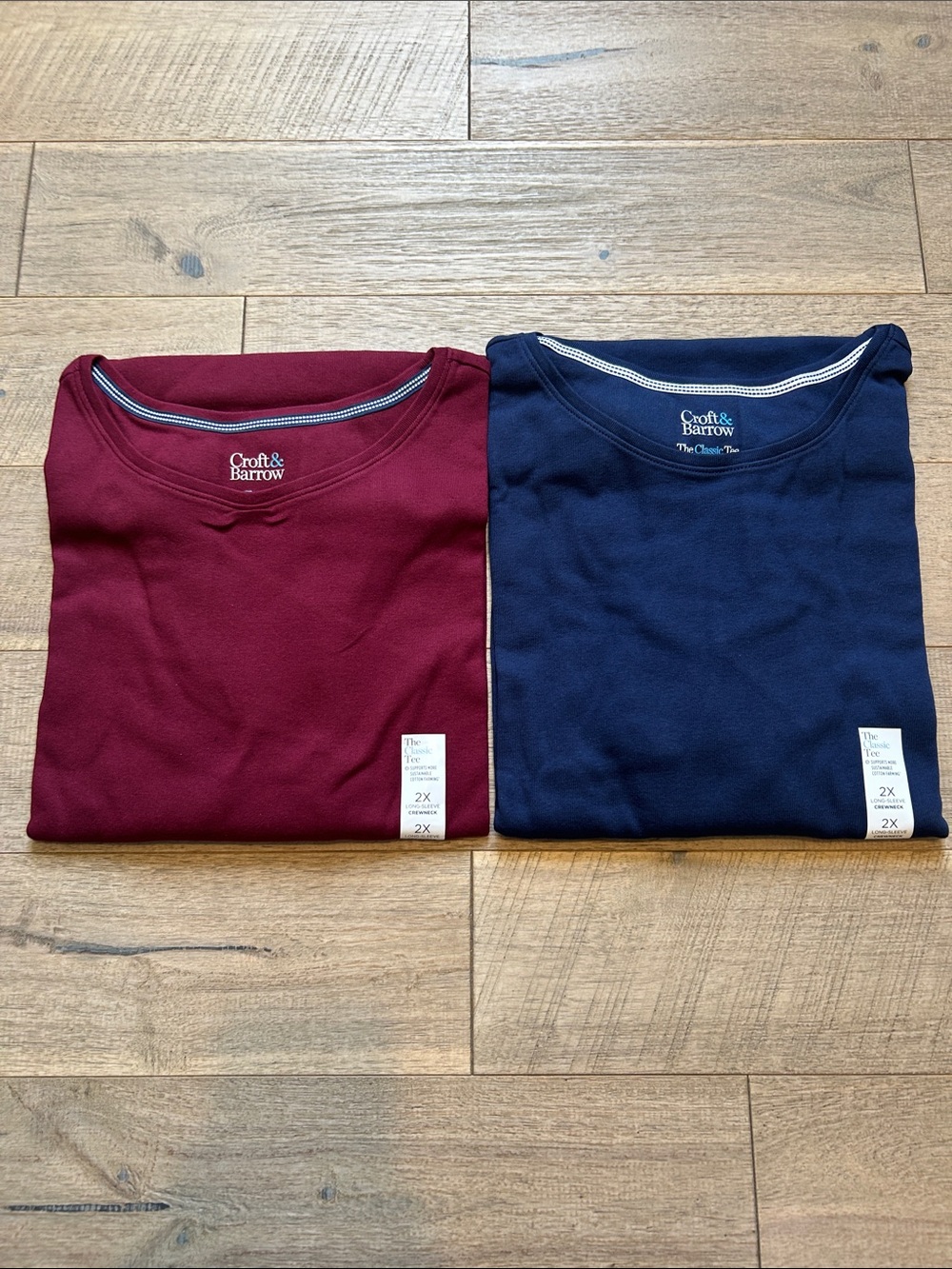 Lot of 2 Croft & Barrow Women’s Long Sleeve Crewneck T-Shirts 2X NWT